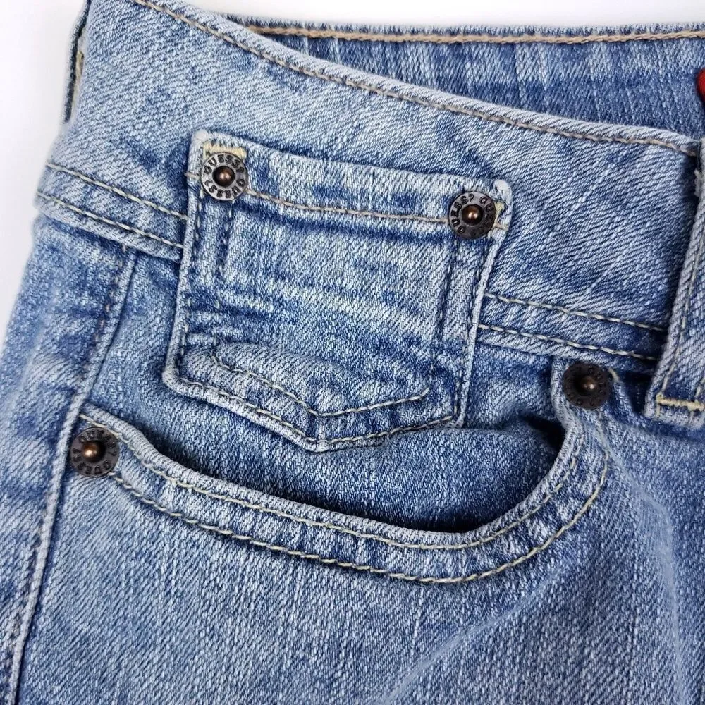 Vintage Guess above knee blue cuffed jean shorts S